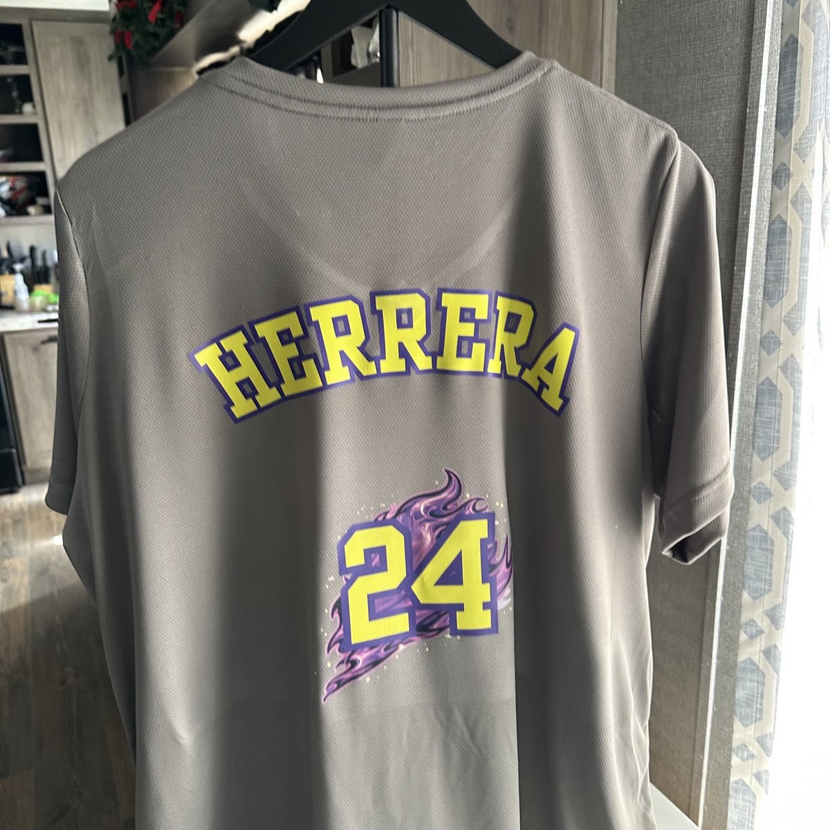 Softball jersey back personalized with a player name and number, made by KB Custom Creations